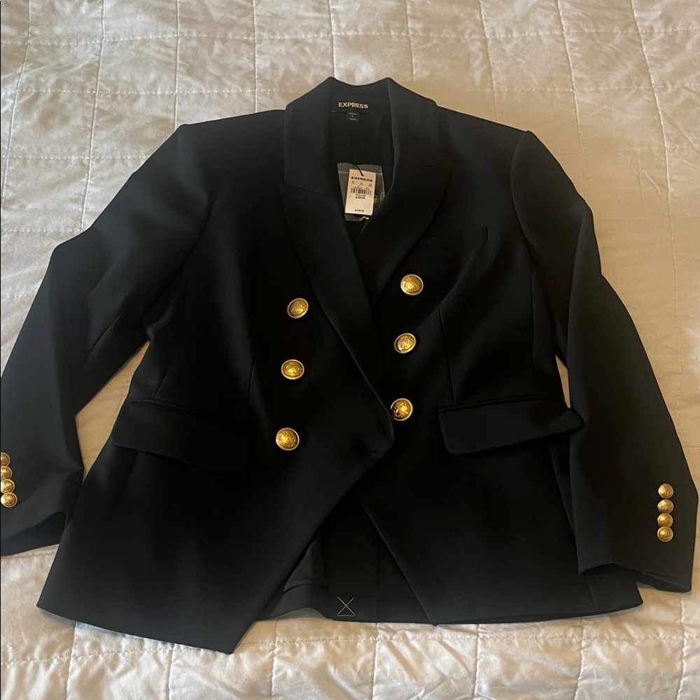 NWT Express double breasted Military blazer with Gold buttons 6P